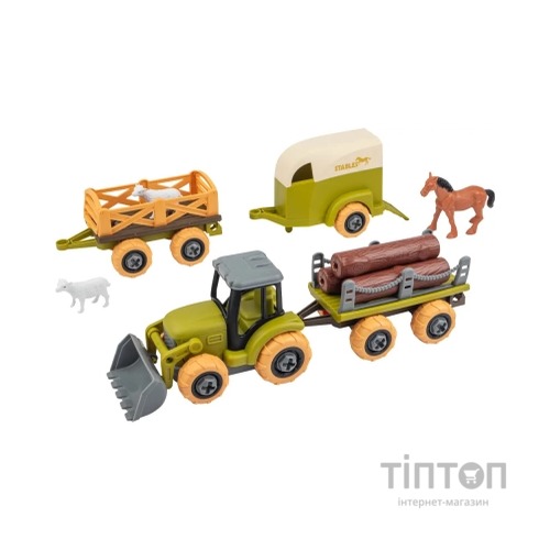 Ігровий набір Otamanko Веселий хутір (трактор із двома причепами, кінь і вівці) (8831)