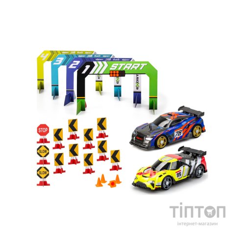 Ігровий набір Silverlit BUILD 2 DRIVE DUO PACK RACE SET, РК, 2,4 GHz (ГГц), жовта та синя (20705)