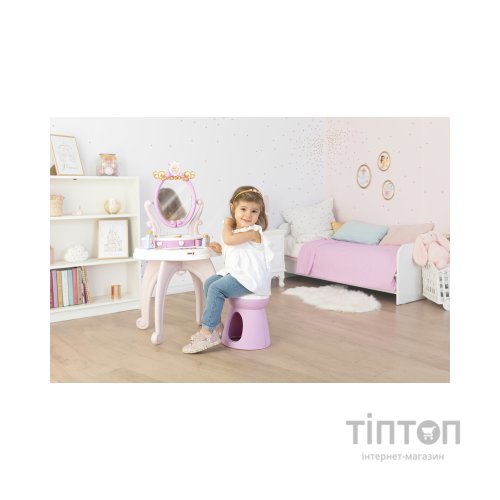 Ігровий набір Smoby Столик із дзеркалом Дісней Принцеси Перукарня 2 в 1 зі стільчиком і аксесуарами (320250)