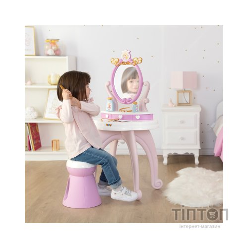 Ігровий набір Smoby Столик із дзеркалом Дісней Принцеси Перукарня 2 в 1 зі стільчиком і аксесуарами (320250)