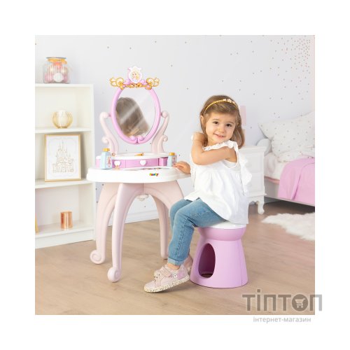 Ігровий набір Smoby Столик із дзеркалом Дісней Принцеси Перукарня 2 в 1 зі стільчиком і аксесуарами (320250)