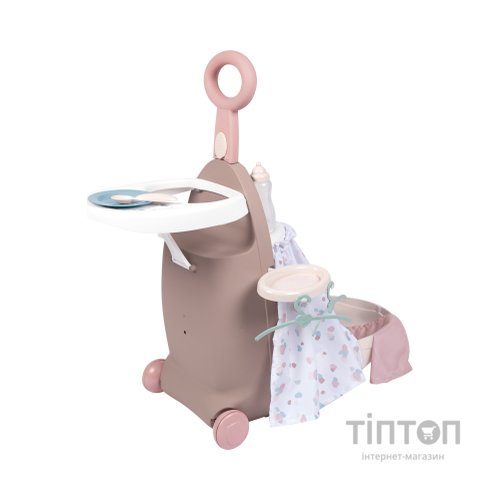Ігровий набір Smoby Toys Baby Nurse Розкладна валіза 3 в 1 Сіро-рожевий (220374)