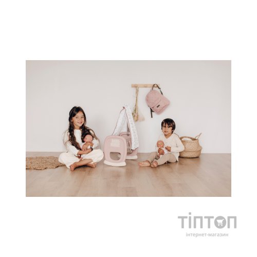 Ігровий набір Smoby Toys Колиска Baby Nurse з балдахіном Сіро-рожева (220373)