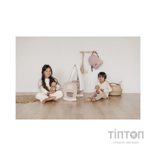 Ігровий набір Smoby Toys Колиска Baby Nurse з балдахіном Сіро-рожева (220373)