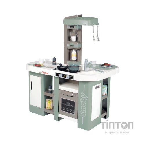 Ігровий набір Smoby Велика інтерактивна кухня Тефаль Студіо з ефектом кипіння 34 аксесуари М'ятно-сіра з білим (311053)