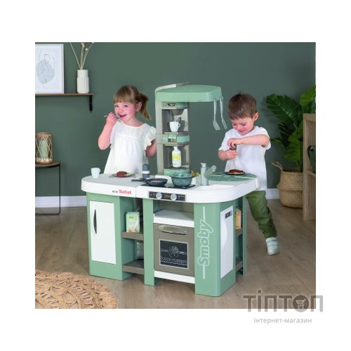 Ігровий набір Smoby Велика інтерактивна кухня Тефаль Студіо з ефектом кипіння 34 аксесуари М'ятно-сіра з білим (311053)