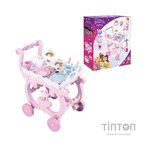 Ігровий набір Smoby Візок Дісней Принцеси зі знімним підносом із сервізом 17 аксесуарів (312502)