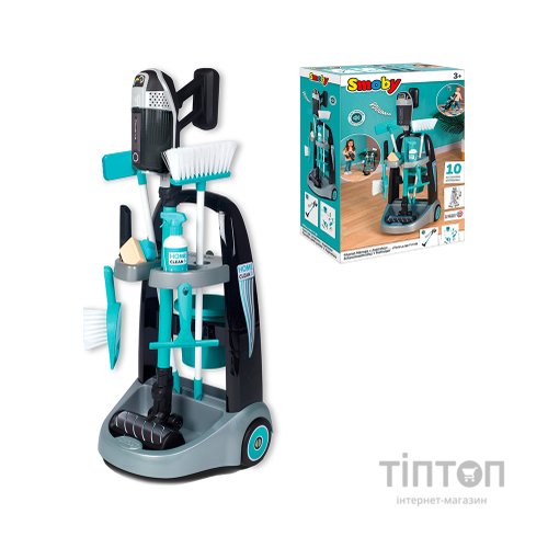 Ігровий набір Smoby Вiзок для прибирания з ручним пилососом Ровента та аксесуари (330319)