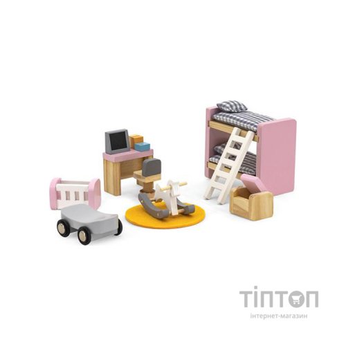 Ігровий набір Viga Toys Дерев'яні меблі для ляльок PolarB Дитяча кімната (44036)