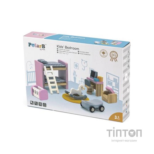 Ігровий набір Viga Toys Дерев'яні меблі для ляльок PolarB Дитяча кімната (44036)