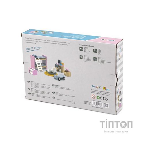 Ігровий набір Viga Toys Дерев'яні меблі для ляльок PolarB Дитяча кімната (44036)