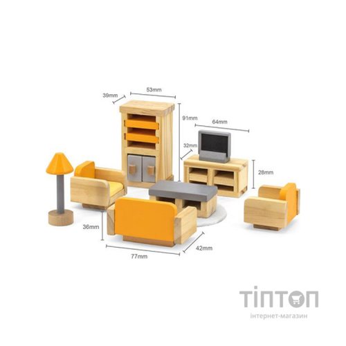Ігровий набір Viga Toys Дерев'яні меблі для ляльок PolarB Вітальня (44037)