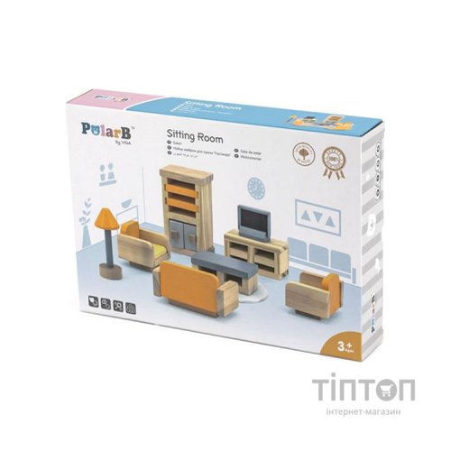 Ігровий набір Viga Toys Дерев'яні меблі для ляльок PolarB Вітальня (44037)