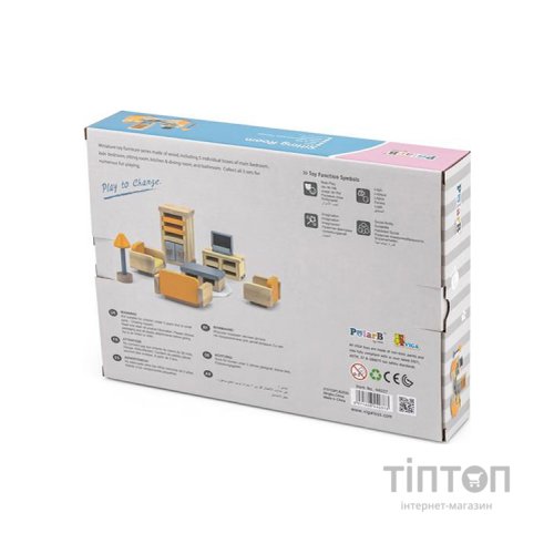 Ігровий набір Viga Toys Дерев'яні меблі для ляльок PolarB Вітальня (44037)