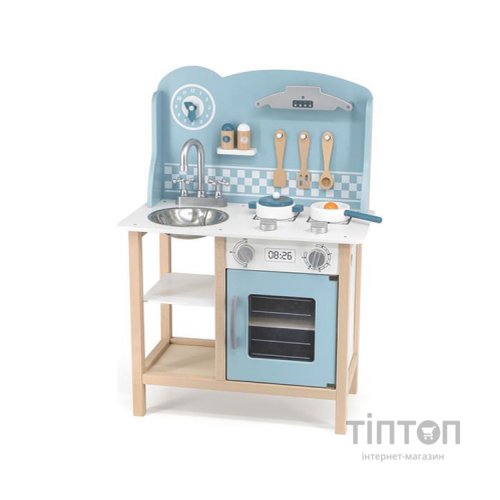 Ігровий набір Viga Toys кухня з дерева з аксесуарами PolarB блакитна (44047)