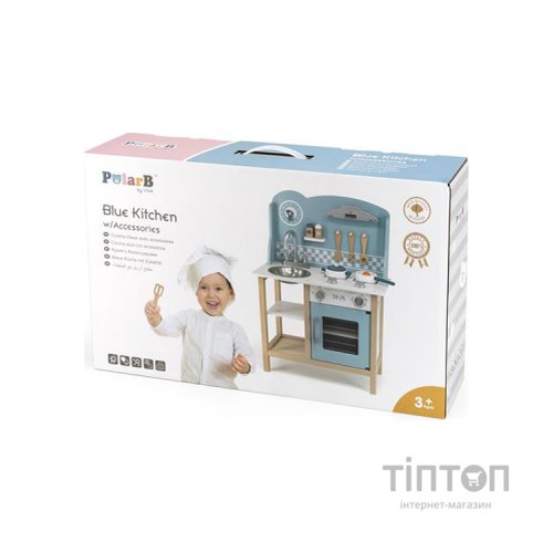Ігровий набір Viga Toys кухня з дерева з аксесуарами PolarB блакитна (44047)