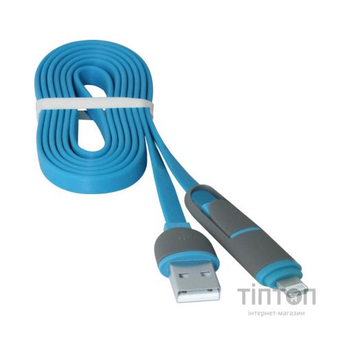Кабель Defender USB10-03BP USB - Micro USB/Lightning, blue, 1m (87487)