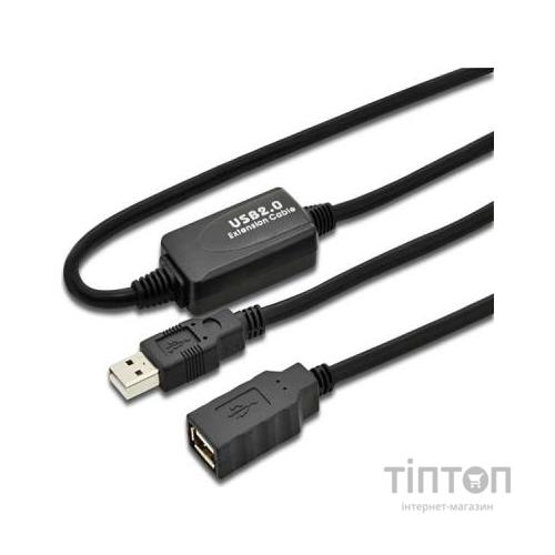 Кабель Digitus USB 2.0 (AM/AF) 10.0 m, активний, Black