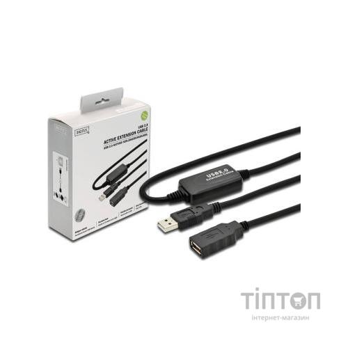 Кабель Digitus USB 2.0 (AM/AF) 10.0 m, активний, Black