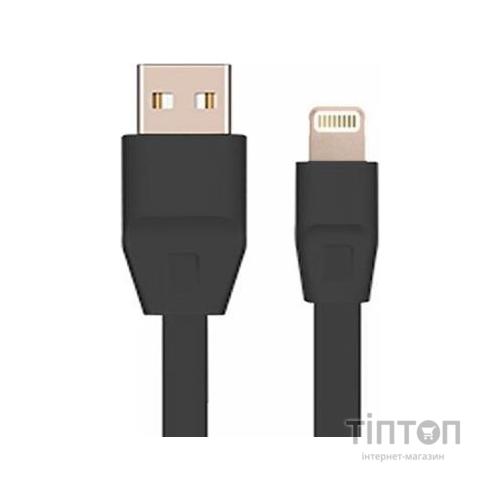 Кабель Drobak USB 2.0 - Lightning 2А (DR-1624) плоский (Black) 1,0м (219085)
