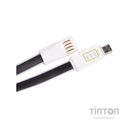 Кабель Drobak USB 2.0 - Micro USB 1,2A LED плоский (Black) 1,0м (218762)