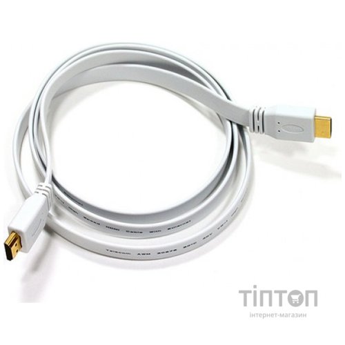 Кабель HDMI M - M, 5.0 м, V1.4, 4K 30Hz, плаский, білий