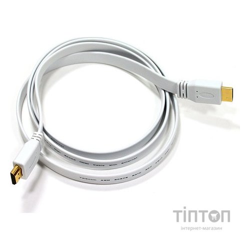Кабель HDMI M - M, 5.0 м, V1.4, 4K 30Hz, плаский, білий