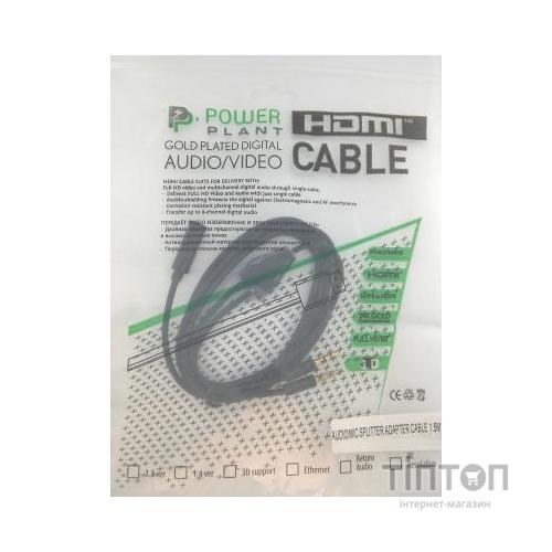 Кабель Jack 3.5 mm тато/2xJack 3.5 mm мама 1.5 m PowerPlant (DV00DV4057)