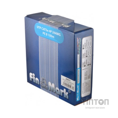 Кабель мережевий FinMark UTP 100м CAT5e 4P 24AWG PE B Pull Box (269675)