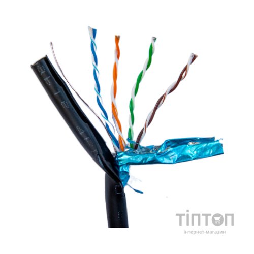 Кабель мережевий FTP 305м, cat.5e, CU, 4*2*0,51, PVC+PE, outdoor, black GEAR (GEC-FTPCUOUT051305)