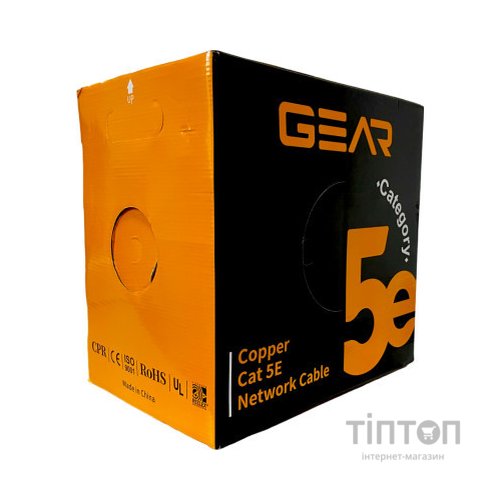 Кабель мережевий GEAR UTP 305м, cat.6, CU, 4*2*0,51, Reelex, indoor (GEC-UTPC6CUR051305)