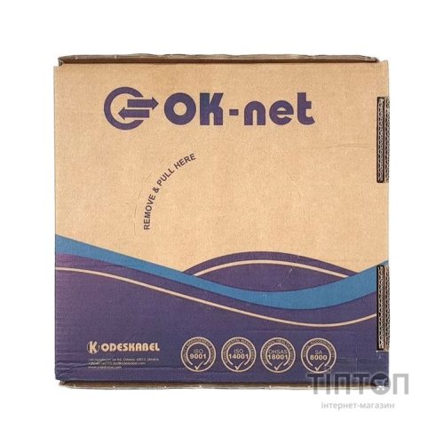 Кабель мережевий OK-Net UTP 100м cat.5e (U/UTP-cat.5E) (КПВ-ВП (100) 4х2х0,49 / 100)