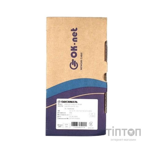Кабель мережевий OK-Net UTP 100м cat.5e (U/UTP-cat.5E) (КПВ-ВП (100) 4х2х0,49 / 100)