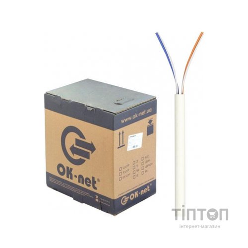 Кабель мережевий OK-Net UTP 305м cat.5e 2 пари (КПВ-ВП (100) 2х2х0,50 / 305)