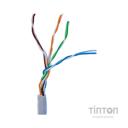 Кабель мережевий UTP 305м, cat.5e, CCA(25%), 4*2*0,51, PVC, indoor, grey GEAR (GEC-UTPCCA25051305)