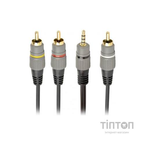 Кабель мультимедійний 3.5 Jack (4pin) to 3RCA 1.5m Cablexpert (CCAP-4P3R-1.5M)