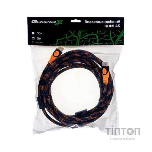 Кабель мультимедійний HDMI to HDMI 5.0m 4K Grand-X (HDN05-4K)