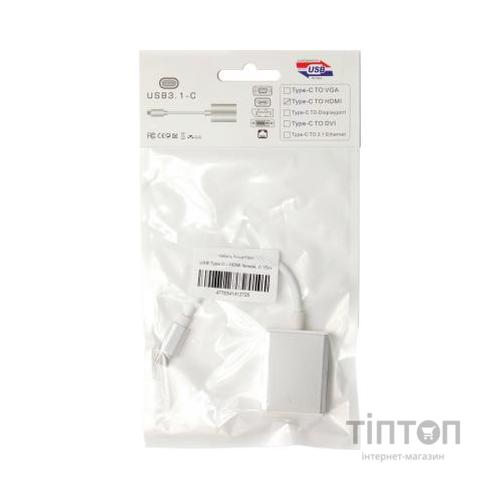 Кабель мультимедійний USB Type C to HDMI F 0.15m PowerPlant (KD00AS1272)