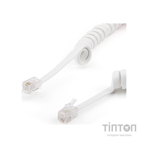 Кабель телефонний Atcom телефонный спиральный 2м RJ9 (17319)