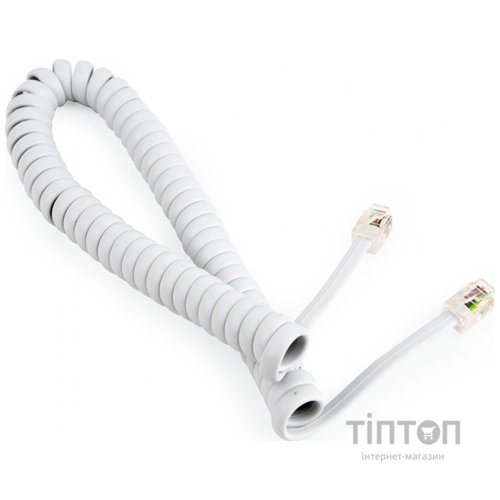 Кабель телефонний Cablexpert (TC4P4CS-2M-W) спіральний, CCS, 4P4C, 2м, білий