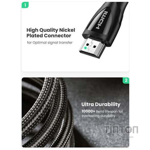 Кабель Ugreen HD140 8K HDMI 2.1 Cable Braided 3m (Black)