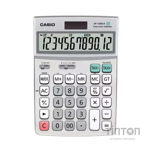 Калькулятор Casio DF-120ECO-W-EP, сірий (CALC-CAS-DF-120ECO-W)