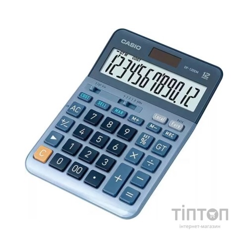 Калькулятор Casio DF-120EM-W-EP, блакитний (CALC-CAS-DF-120EM-W)