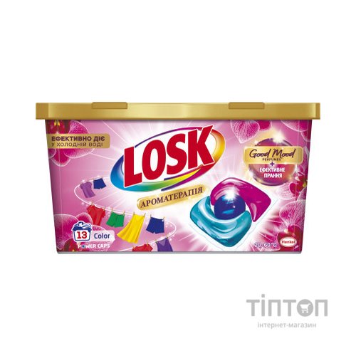 Капсули для прання Losk Power Caps Color Ароматерапія Ефірні масла та аромат Малазійської квітки 13 шт. (9000101803112)