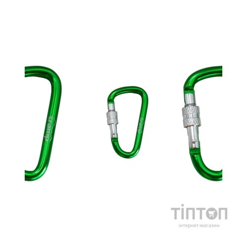 Карабін туристичний Tramp Набір 10 шт з муфтою 7 cм Green (UTRA-302-green)