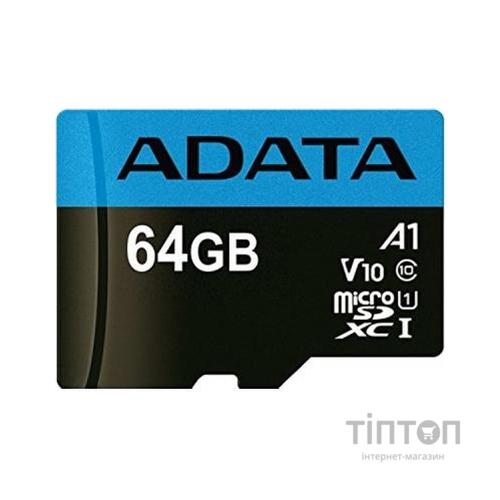 Карта пам'яті ADATA 64GB microSD class 10 UHS-I A1 Premier (AUSDX64GUICL10A1-RA1)