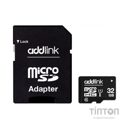 Карта пам'яті AddLink 32GB microSDHC class 10 UHS-I U1 (ad32GBMSH310A)