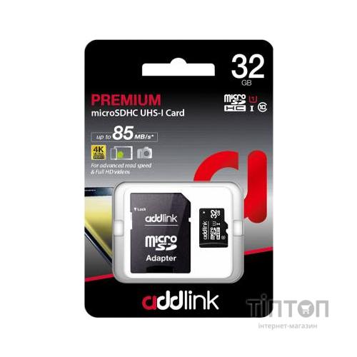 Карта пам'яті AddLink 32GB microSDHC class 10 UHS-I U1 (ad32GBMSH310A)