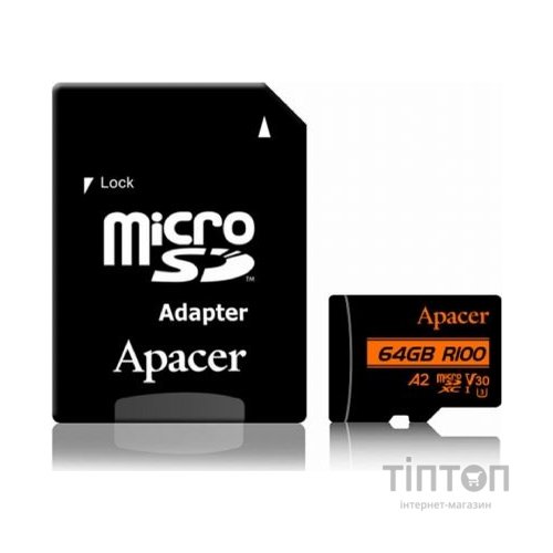 Карта пам'яті Apacer 64GB microSD class 10 UHS-I U3 (AP64GMCSX10U8-R)