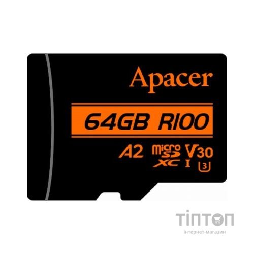 Карта пам'яті Apacer 64GB microSD class 10 UHS-I U3 (AP64GMCSX10U8-R)